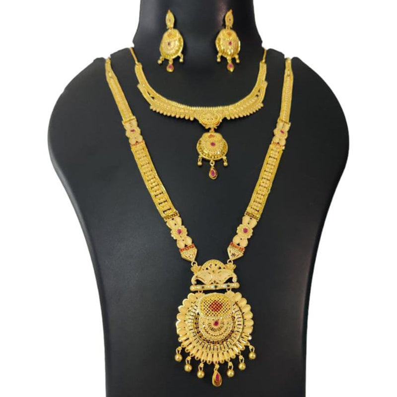 Pari Art Jewellery Forming Gold Plated Double Necklace Set