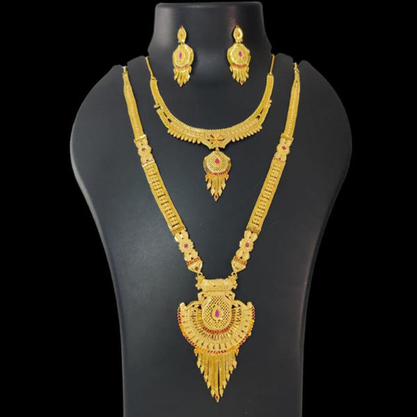 Pari Art Jewellery Forming Gold Plated Double Necklace Set