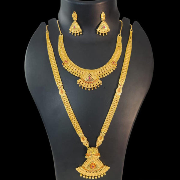 Pari Art Jewellery Forming Gold Plated Double Necklace Set