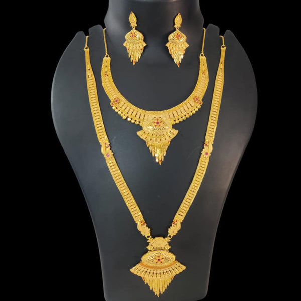 Pari Art Jewellery Forming Gold Plated Double Necklace Set