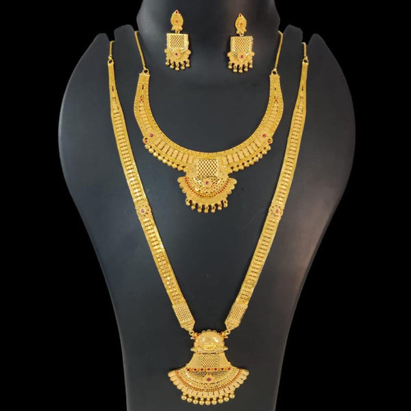 Pari Art Jewellery Forming Gold Plated Double Necklace Set