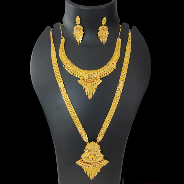 Pari Art Jewellery Forming Gold Plated Double Necklace Set