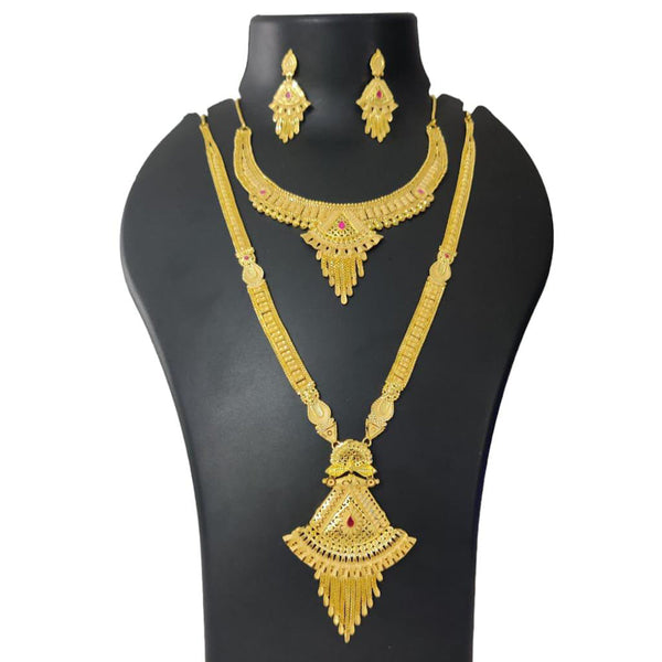 Pari Art Jewellery Forming Gold Plated Double Necklace Set