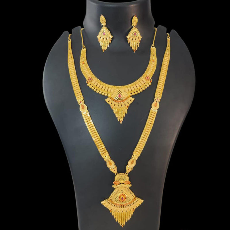 Pari Art Jewellery Forming Gold Plated Double Necklace Set