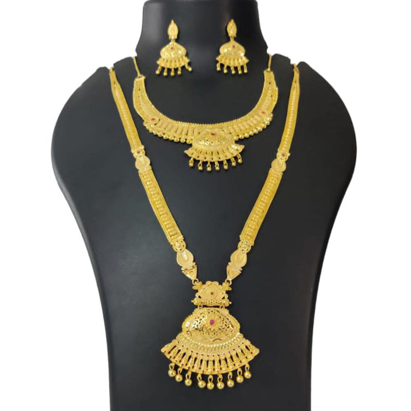 Pari Art Jewellery Forming Gold Plated Double Necklace Set