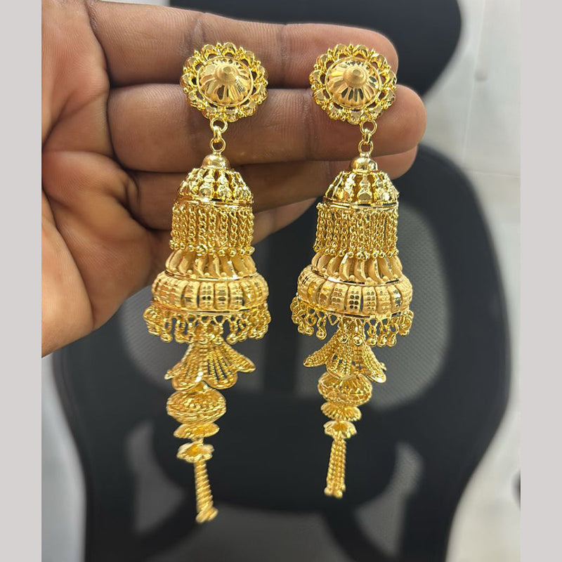 Pari Art Jewellery Gold Forming Gold Plated Jhumki Earrings