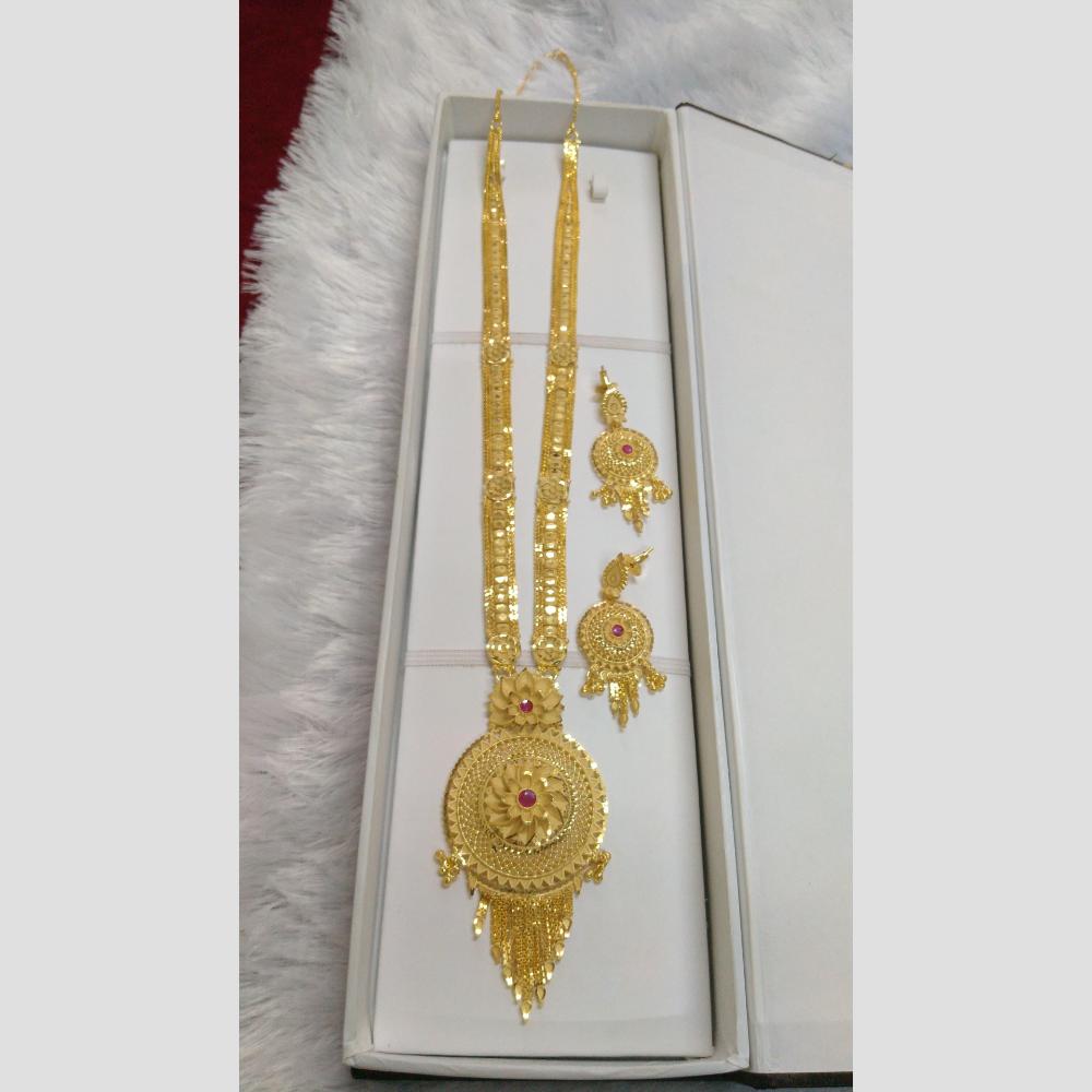 Pari Art Jewellery Designer Forming Gold Plated Long Necklace Set
