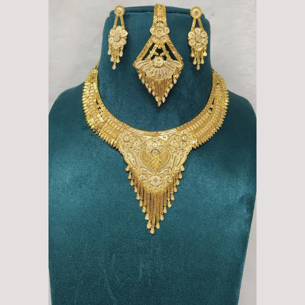 Pari Art Jewellery Forming Classic Floral Gold Necklace Set