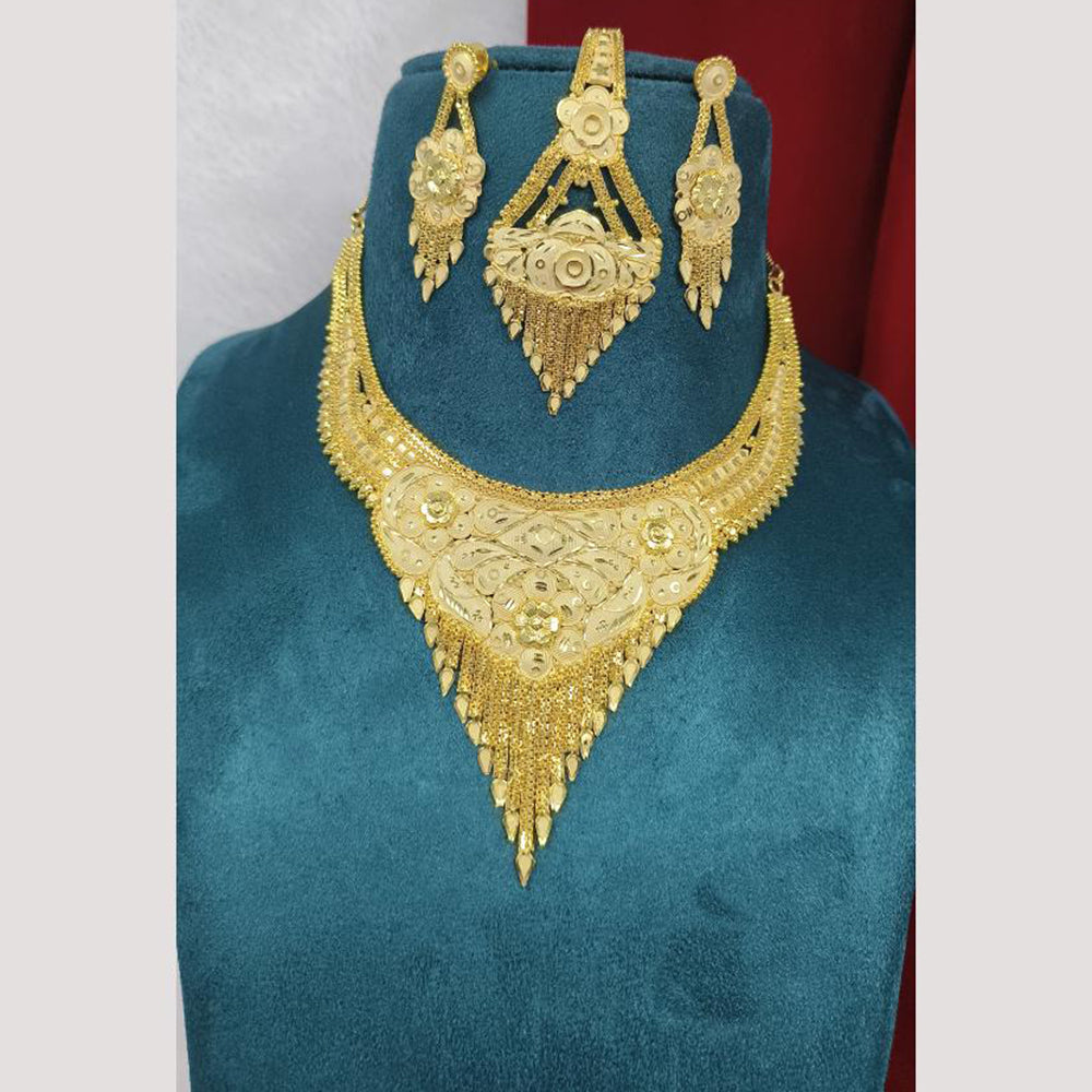 Pari Art Jewellery Forming Classic Floral Gold Necklace Set