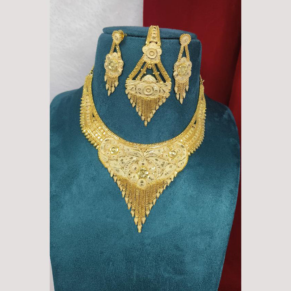 Pari Art Jewellery Forming Classic Floral Gold Necklace Set