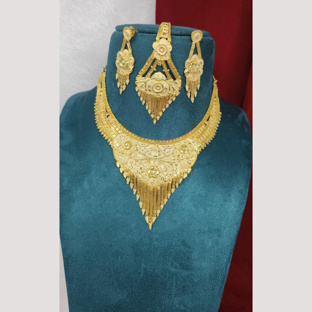 Pari Art Jewellery Forming Classic Floral Gold Necklace Set