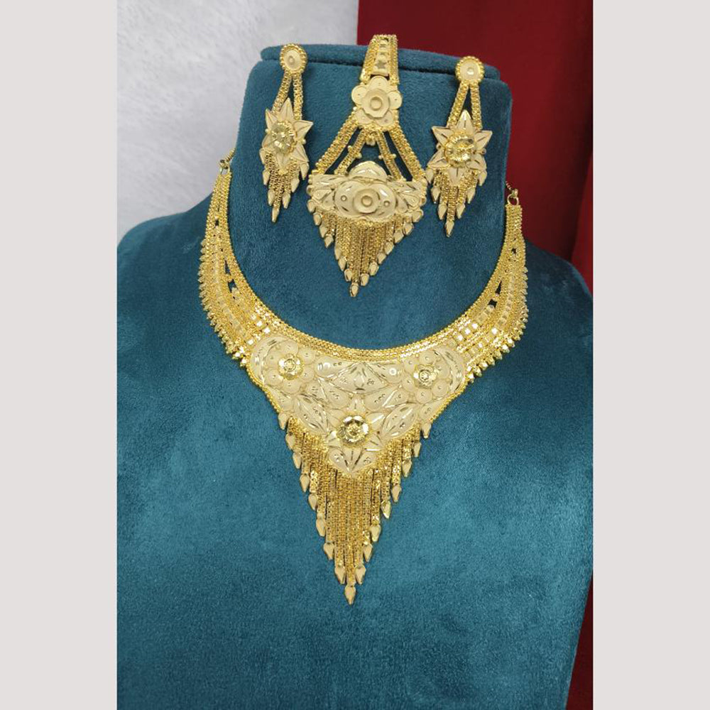 Pari Art Jewellery Forming Classic Floral Gold Necklace Set