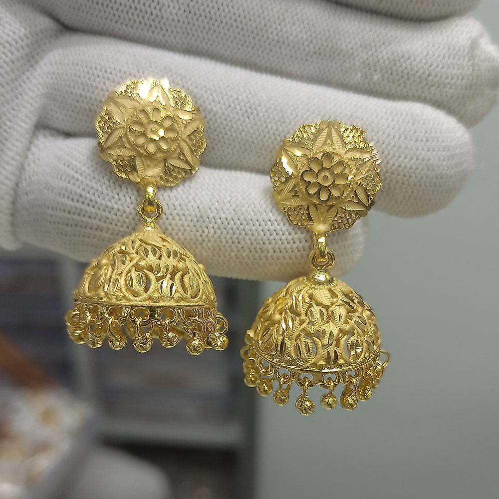 Pari Art Jewellery Royal Bloom Forming Gold Jhumki Earrings