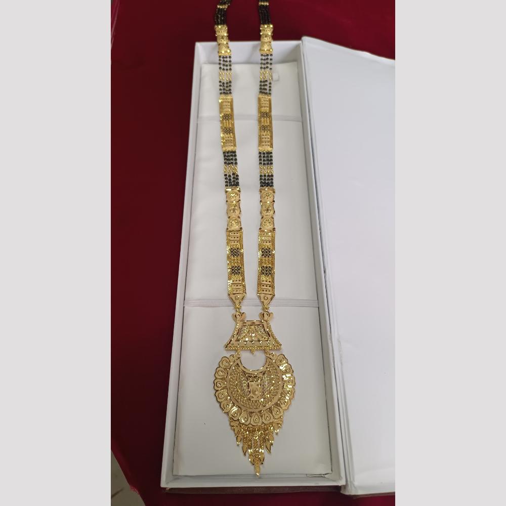 Pari Art Jewellery Delicate Traditional Forming with Black Beads Mangalsutra