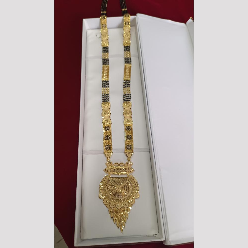 Pari Art Jewellery Delicate Traditional Forming with Black Beads Mangalsutra