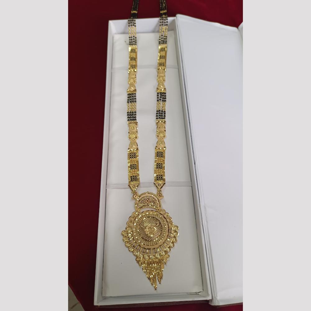 Pari Art Jewellery Delicate Traditional Forming with Black Beads Mangalsutra