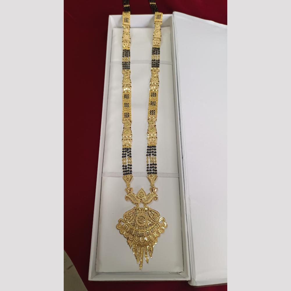 Pari Art Jewellery Delicate Traditional Forming with Black Beads Mangalsutra