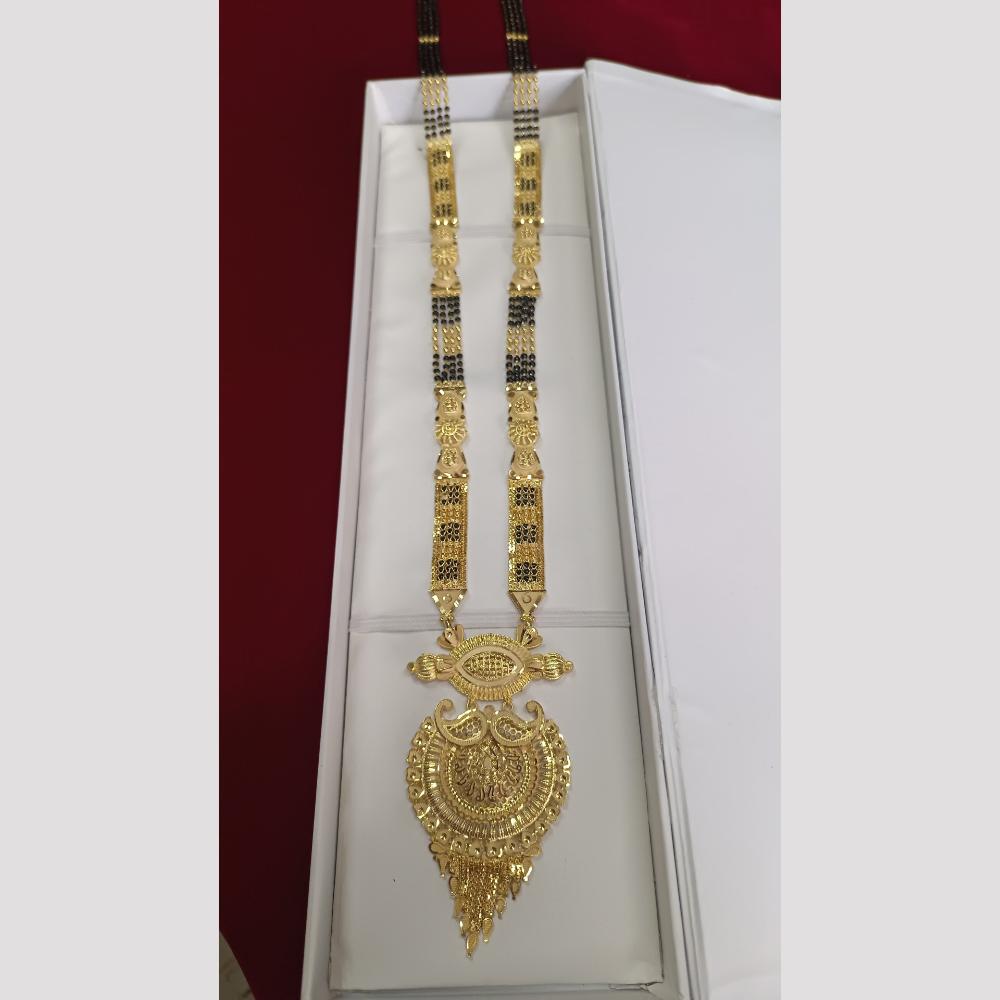 Pari Art Jewellery Delicate Traditional Forming with Black Beads Mangalsutra