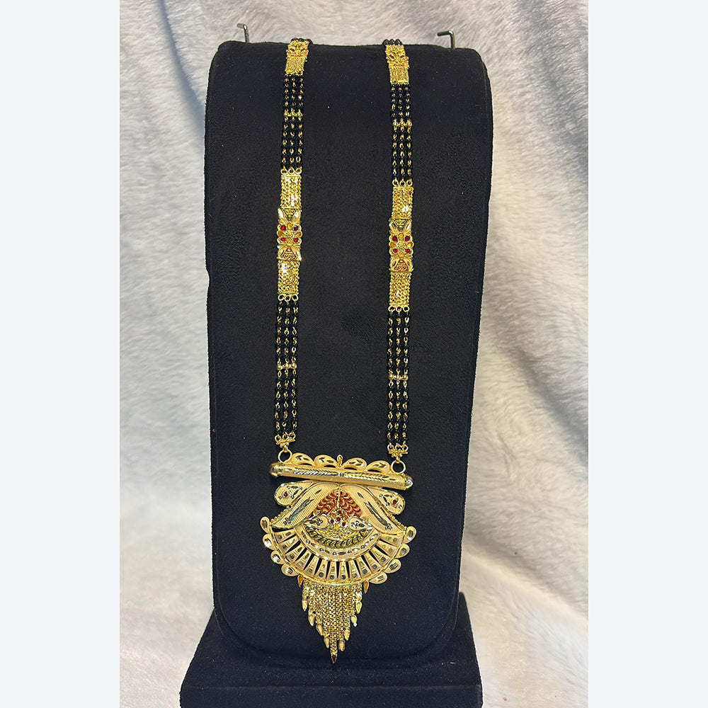 Pari Art Jewellery Delicate Traditional Forming With Black Beads Mangalsutra