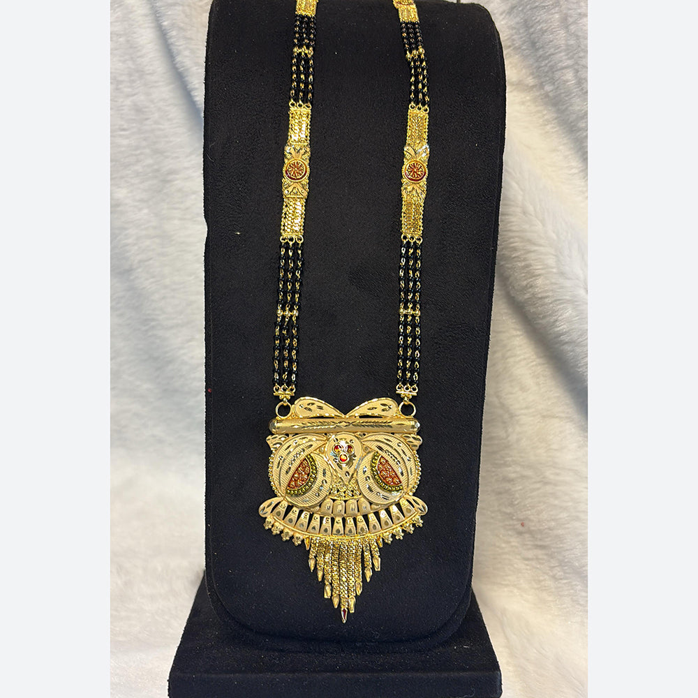Pari Art Jewellery Delicate Traditional Forming With Black Beads Mangalsutra