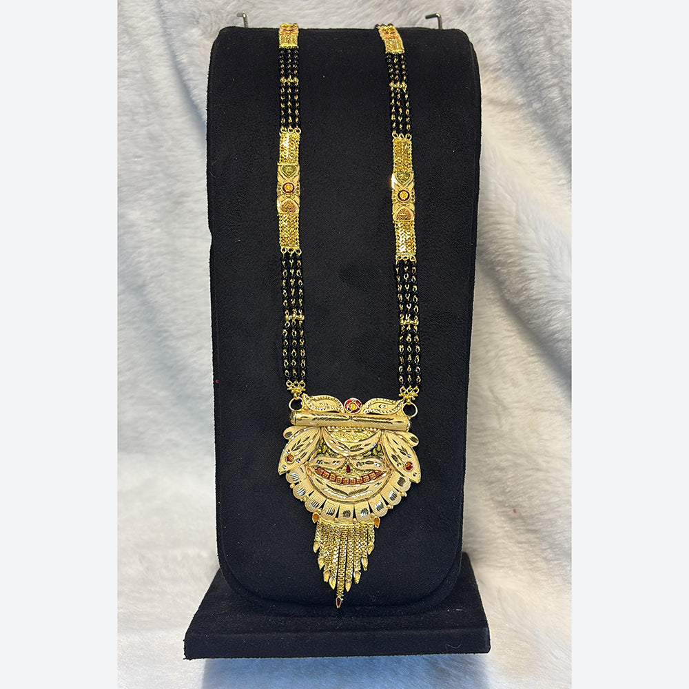 Pari Art Jewellery Delicate Traditional Forming With Black Beads Mangalsutra