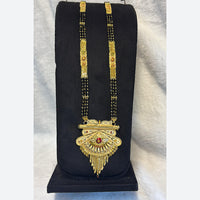 Pari Art Jewellery Delicate Traditional Forming With Black Beads Mangalsutra