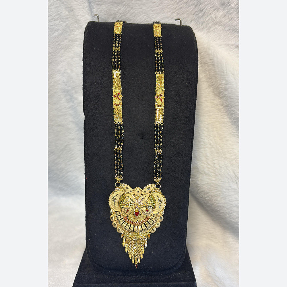 Pari Art Jewellery Delicate Traditional Forming With Black Beads Mangalsutra