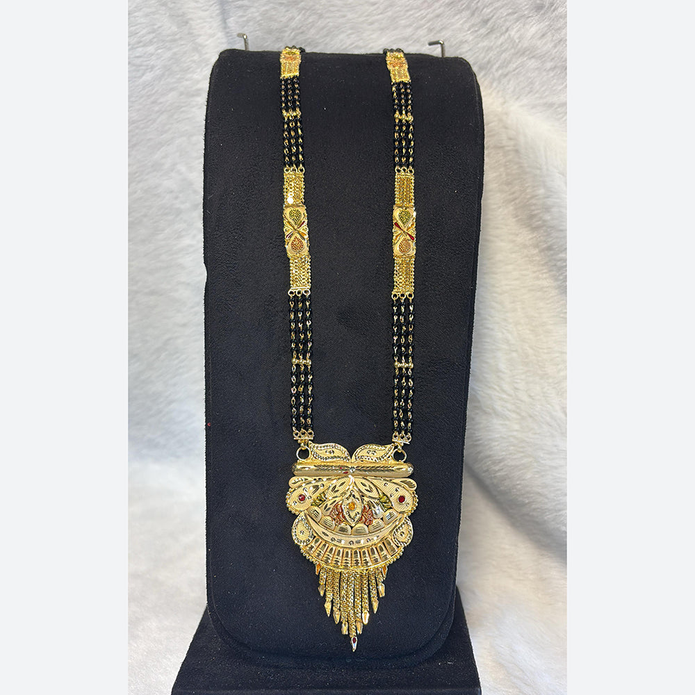 Pari Art Jewellery Delicate Traditional Forming With Black Beads Mangalsutra