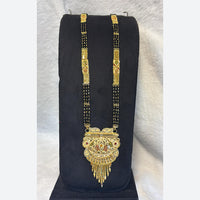 Pari Art Jewellery Delicate Traditional Forming With Black Beads Mangalsutra