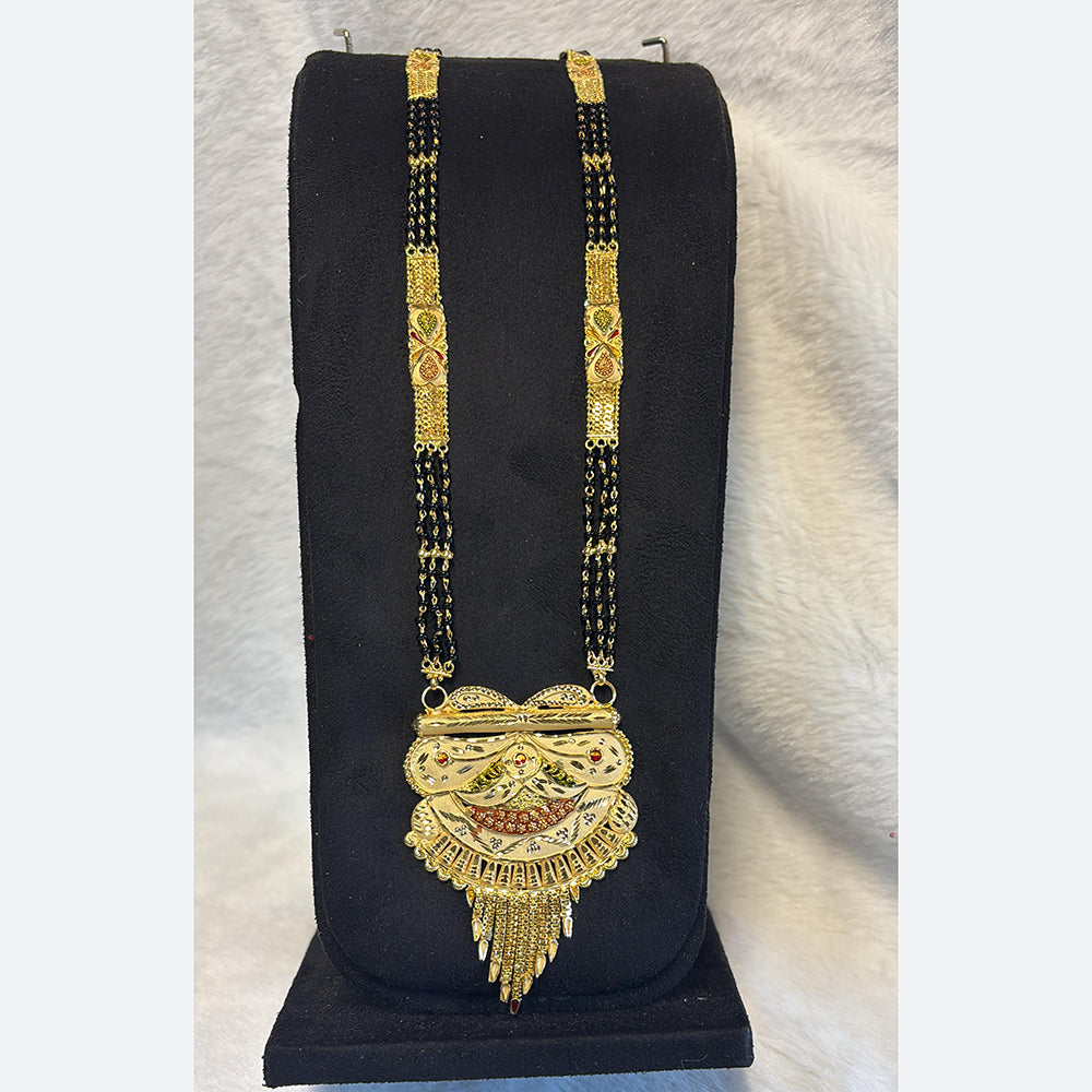 Pari Art Jewellery Delicate Traditional Forming With Black Beads Mangalsutra