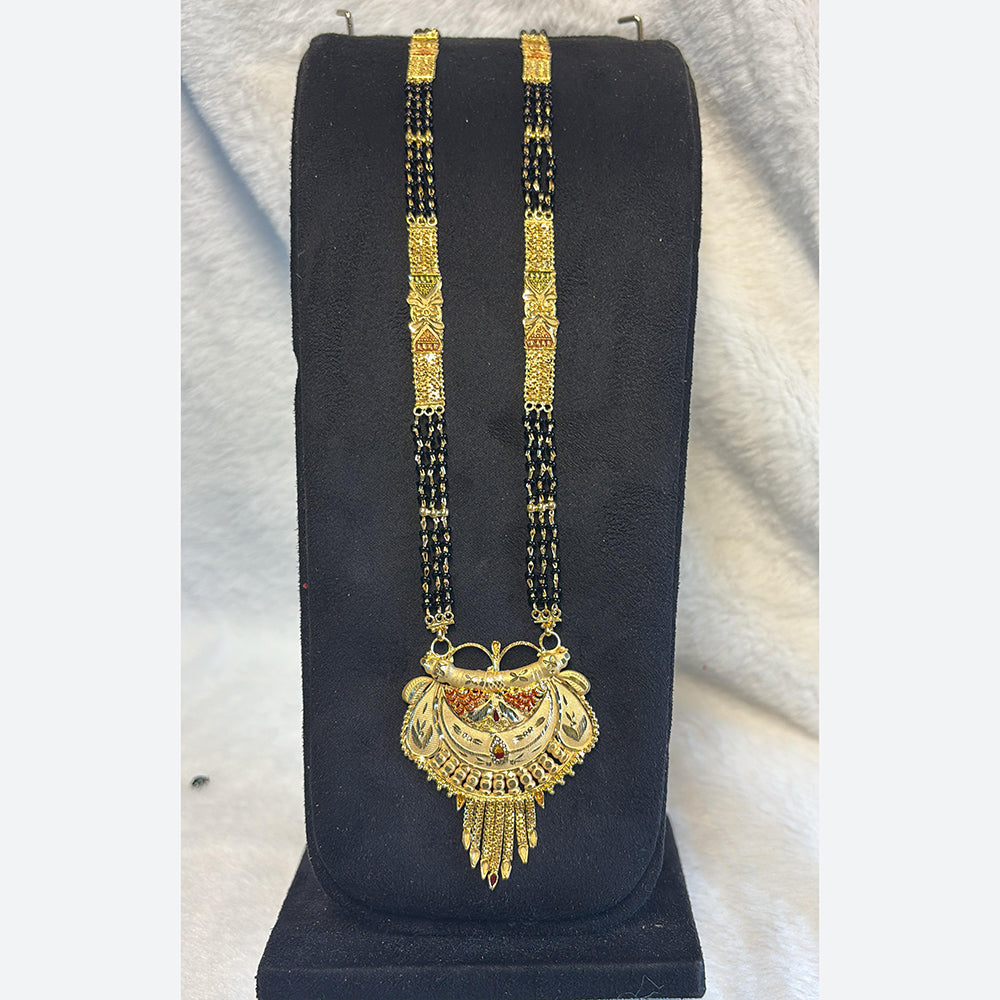 Pari Art Jewellery Delicate Traditional Forming With Black Beads Mangalsutra
