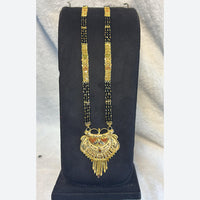 Pari Art Jewellery Delicate Traditional Forming With Black Beads Mangalsutra