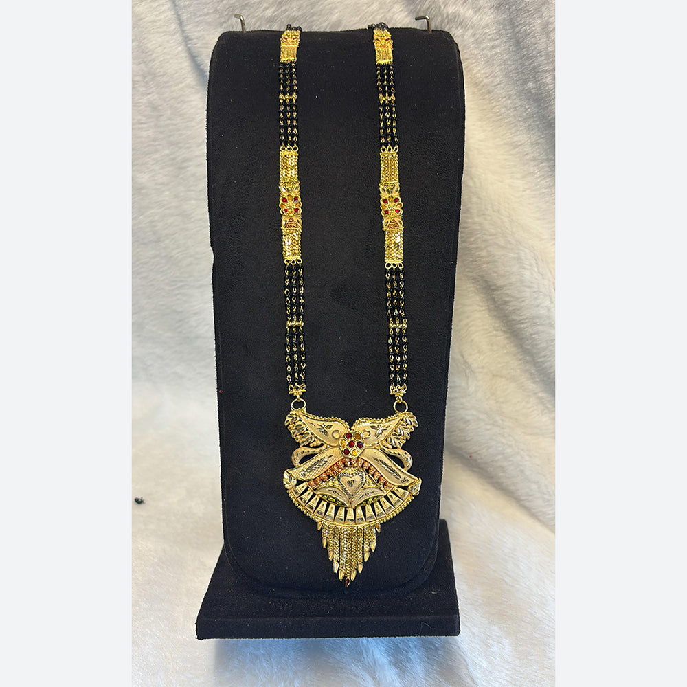 Pari Art Jewellery Delicate Traditional Forming With Black Beads Mangalsutra