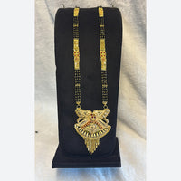 Pari Art Jewellery Delicate Traditional Forming With Black Beads Mangalsutra