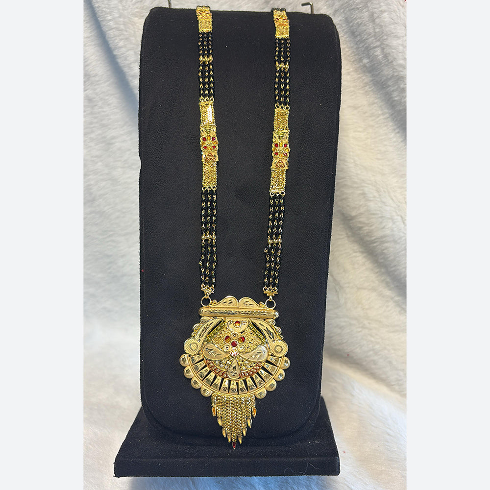 Pari Art Jewellery Delicate Traditional Forming With Black Beads Mangalsutra