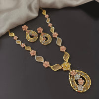 Pari Art Jewellery Forming Gold Dubai Style Designer Floral Long Necklace Set