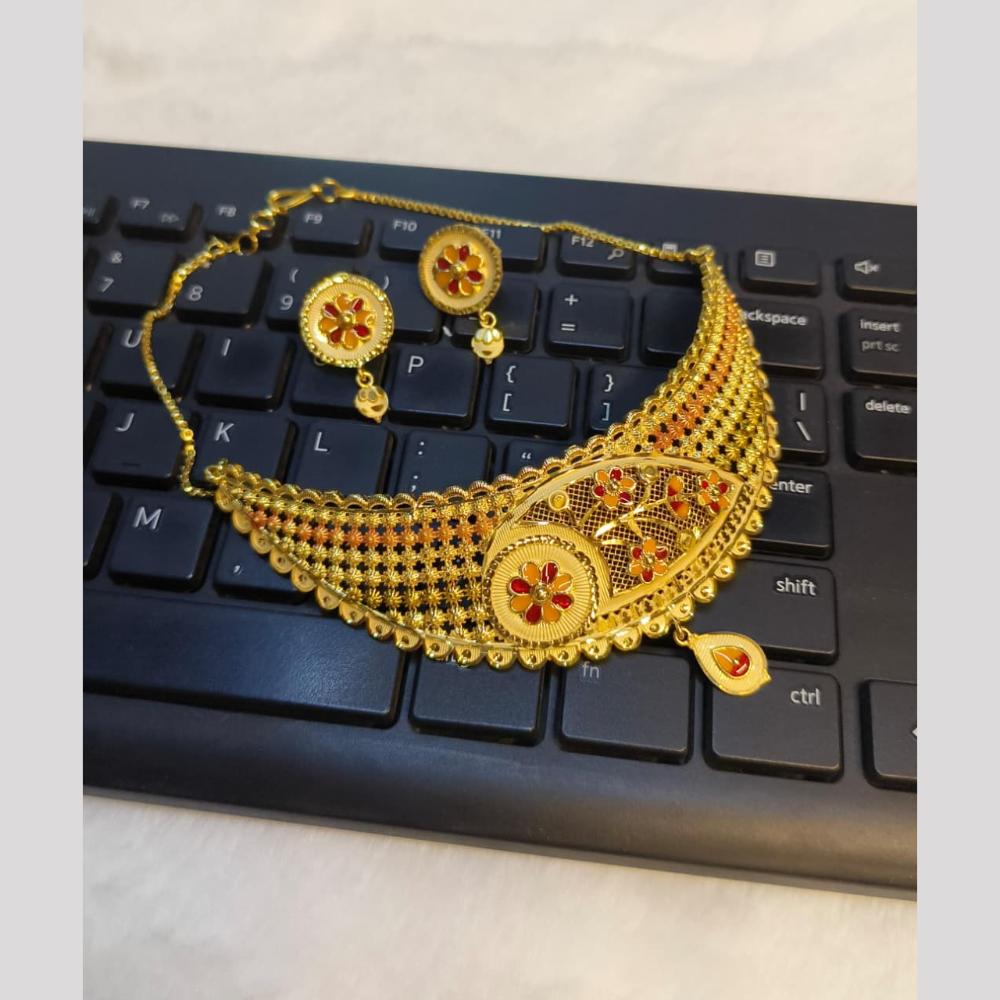 Pari Art Jewellery Royal Forming Gold Chokers Necklace Set