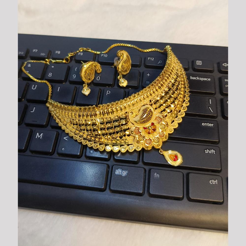 Pari Art Jewellery Royal Forming Gold Chokers Necklace Set
