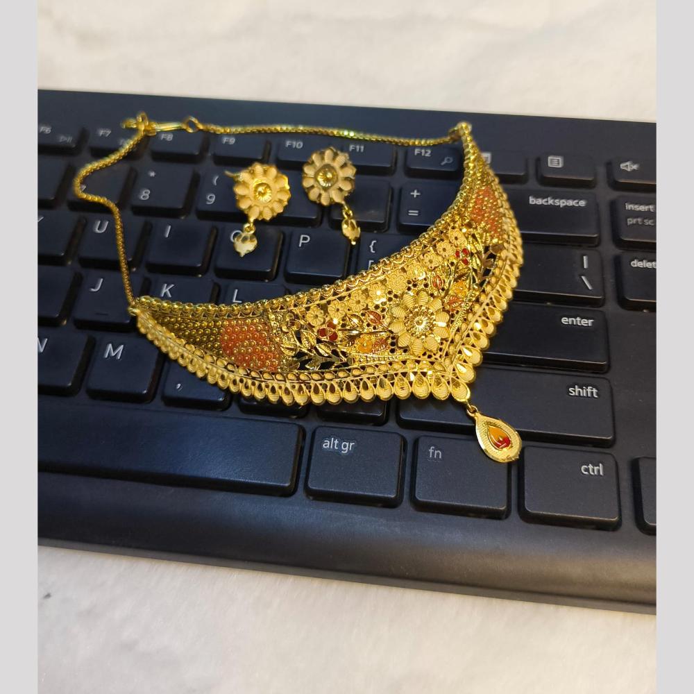 Pari Art Jewellery Royal Forming Gold Chokers Necklace Set