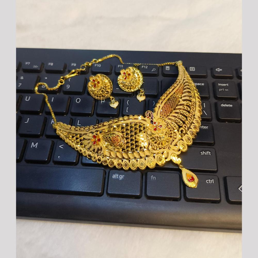 Pari Art Jewellery Royal Forming Gold Chokers Necklace Set