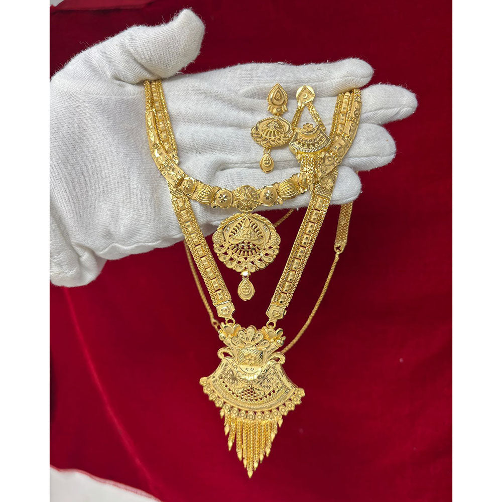 Pari Art Jewellery Premium Gold Forming Double Necklace Set