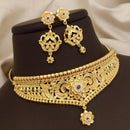 Pari Art Jewellery Forming Dubai Style Heavy American Diamond Choker Necklace Set