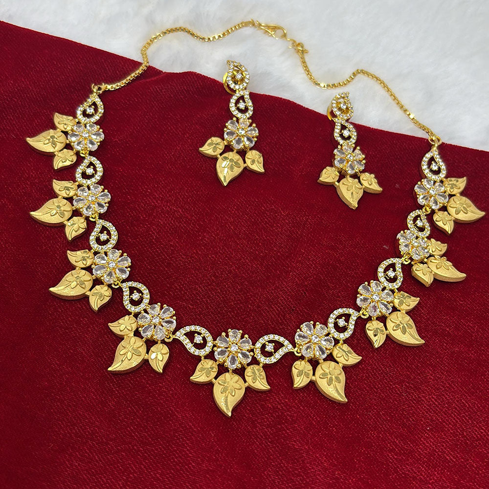 Pari Art Jewellery Crystal Stone Gold Plated Designer Necklace Set