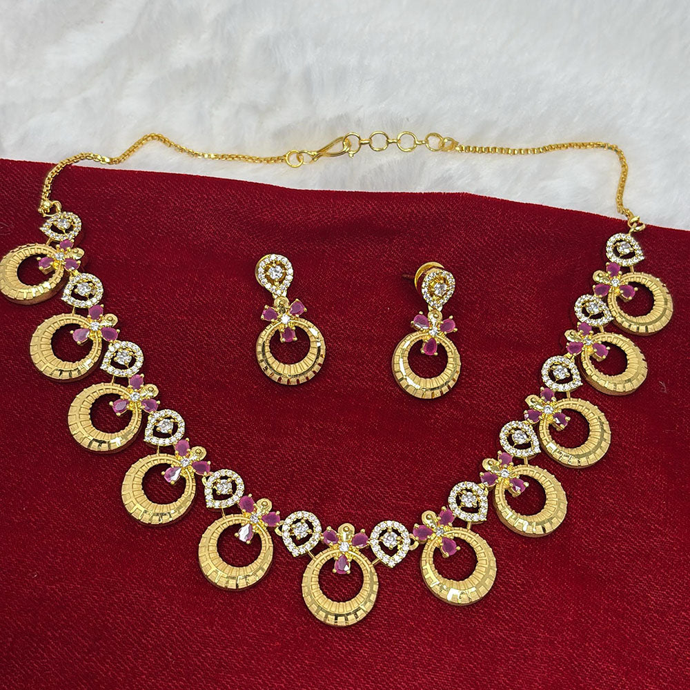 Pari Art Jewellery Crystal Stone Gold Plated Designer Necklace Set