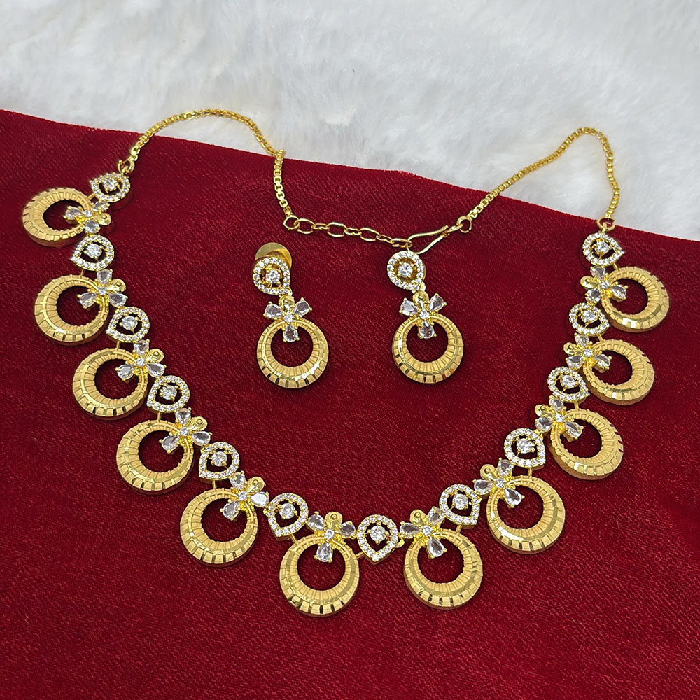 Pari Art Jewellery Crystal Stone Gold Plated Designer Necklace Set