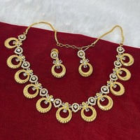 Pari Art Jewellery Crystal Stone Gold Plated Designer Necklace Set