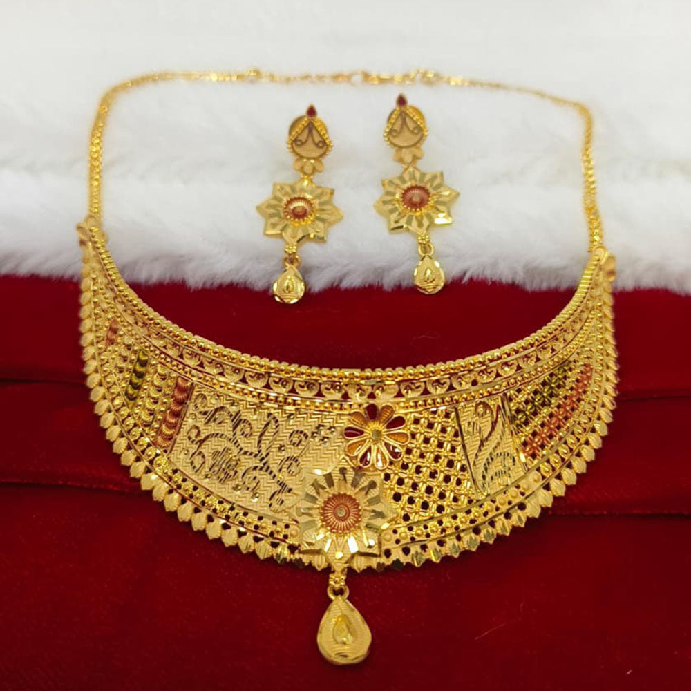 Pari Art Jewellery Designer Bridal Forming Gold Choker Necklace Set