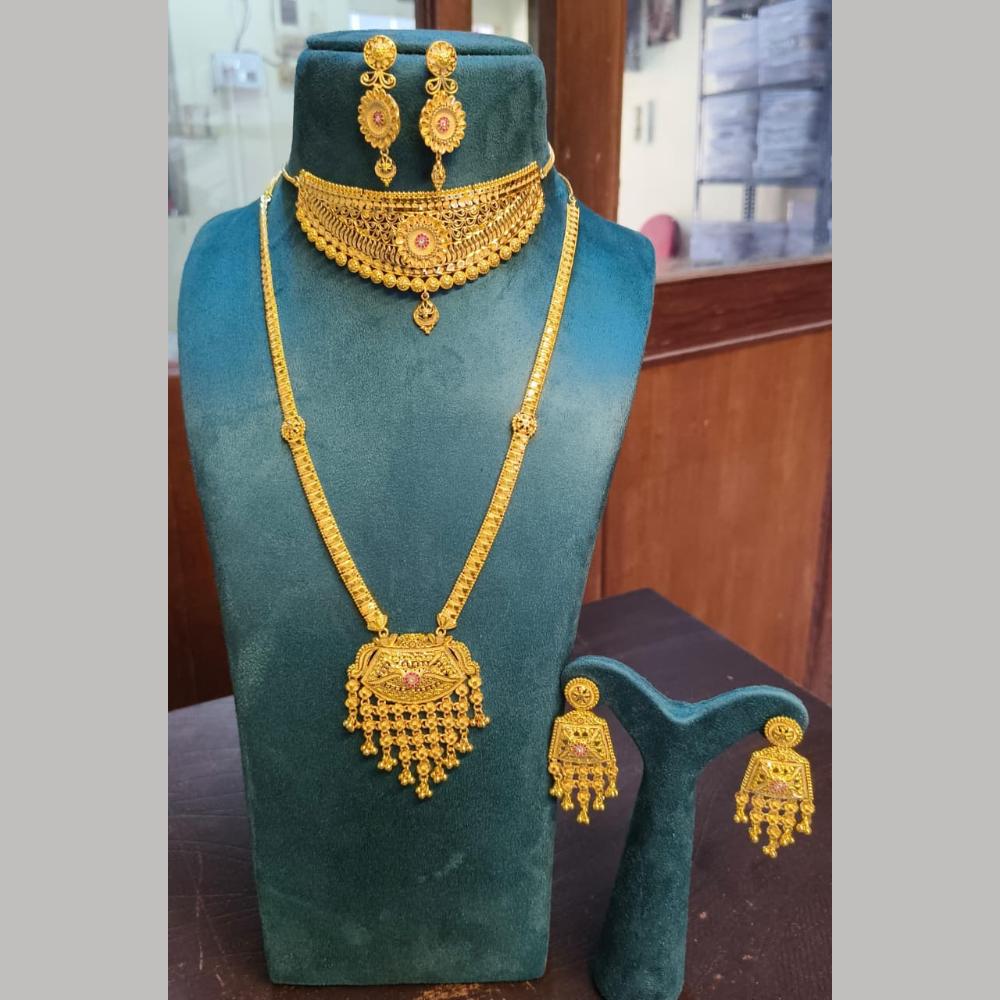 Pari Art Jewellery Premium Gold Forming Double Necklace Set