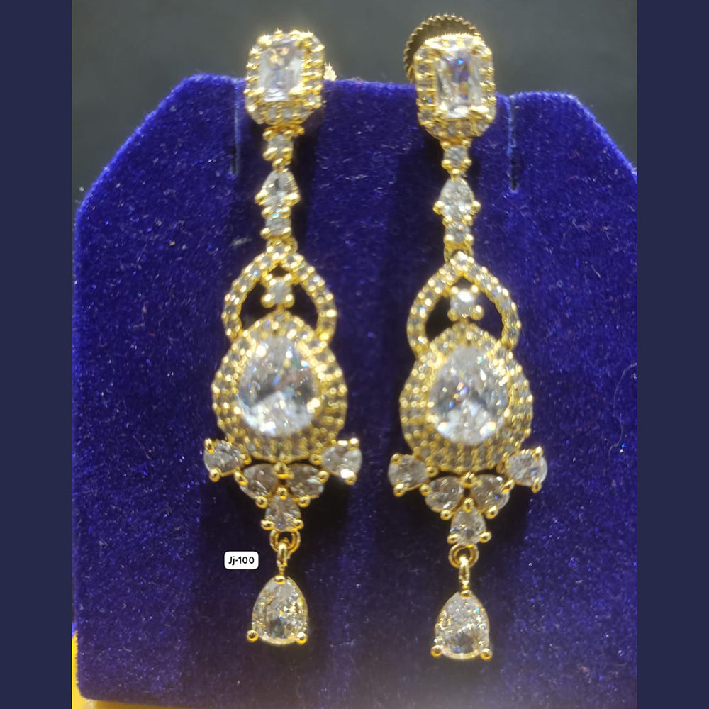 Jain Jewellers Gold Plated AD Stone Dangler Earrings