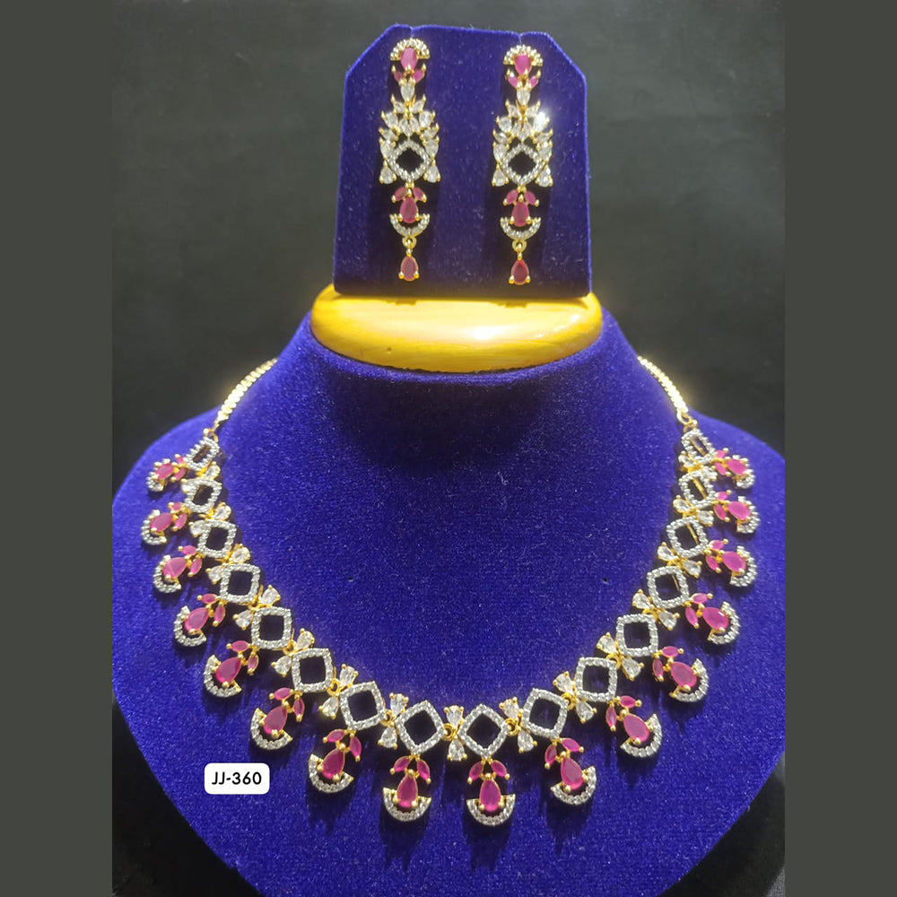 Jain Jewellers Gold Plated AD Stone Necklace Set